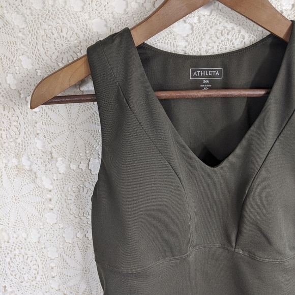 Athleta Tankini Women 34A XS Brown Swim Suit Tank Top Built In Bra Padded Modest - Picture 2 of 8